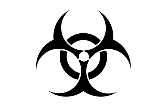 Black biohazard warning sign isolated on a white background. 