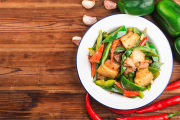 Stir fried pork with green pepper