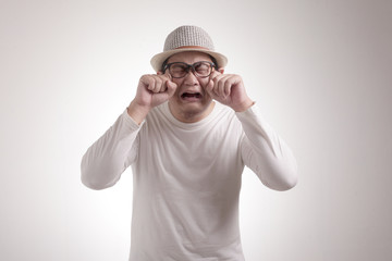 Funny Asian Man Crying