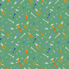 Working tools for construction and repair. Vector seamless pattern for construction store, repair tool store, repair center, printing on packaging, fabric, textile. Design for construction concept
