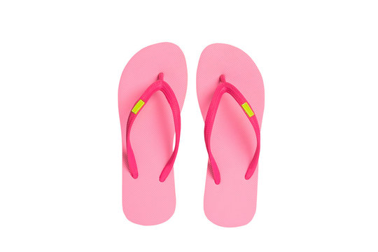 Pink sandals isolated on white background with clipping path.