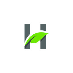 Initial Letter H with Leaf Logo Design