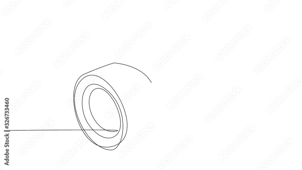 Poster self drawing simple animation of single continuous one line drawing of dslr camera. drawing by hand,
