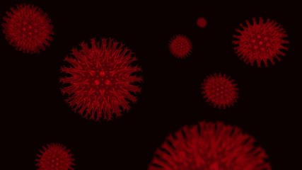 illustration of coronavirus with red virus cell