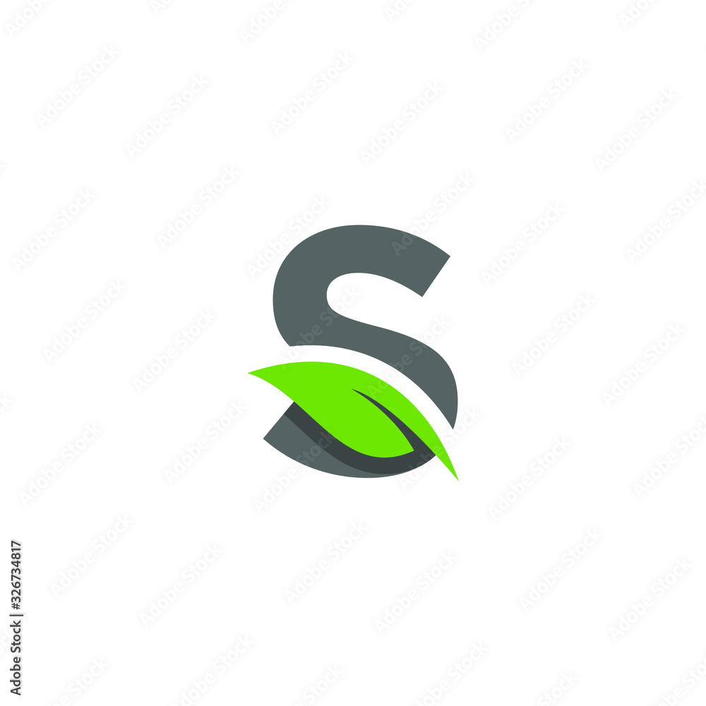 Wall mural Initial Letter S with Leaf Logo Design