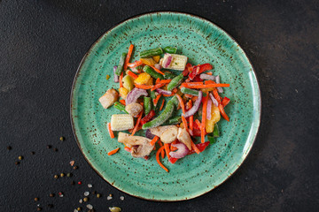 frozen vegetables mix salad onion, corn, pepper, paprika, mushrooms, asparagus beans, carrot and...