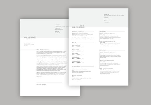 Resume Layout Set with Light Gray Header
