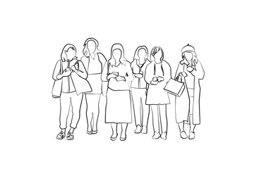 women holding mobile phone, people illustration  