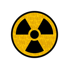 Fototapeta premium Nuclear sign of yellow color with black edging, warning of death. Icon isolated on a white background.