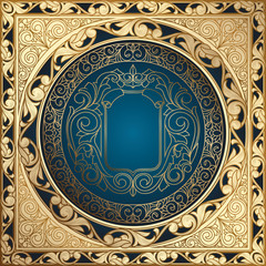Golden ornate decorative vintage card