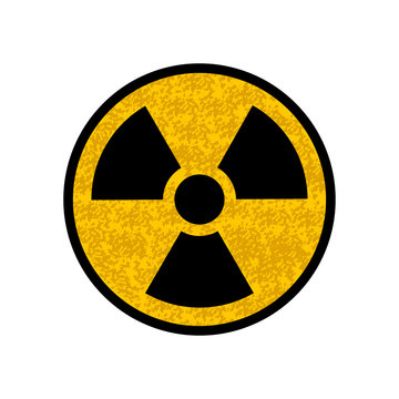 Nuclear sign of yellow color with black edging, warning of death. Icon isolated on a white background.