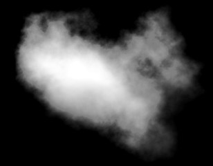 Cloud - white, single, isolated on black background