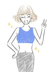 illustration of lady exercising in gym