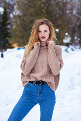 Portrait of a young beautiful blonde woman