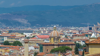 Beautiful landscape above timelapse, panorama on historical view of the Florence from Boboli Gardens Giardino di Boboli point. Italy.