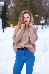 Portrait of a young beautiful blonde woman