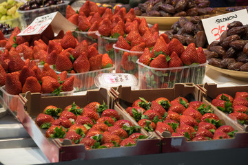 Fresh strawberries for sale at a market