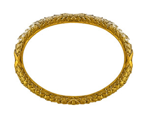 Golden frame for paintings, mirrors or photo isolated on white background