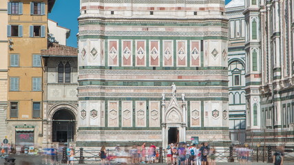 Entrance to Giotto's Campanile tower timelapse - bell tower of the Basilica di Santa Maria del...