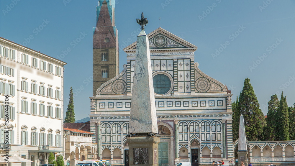 Wall mural basilica of santa maria novella in the homonym square timelapse in florence