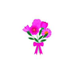 This is cute vector bouquet of flowers on white background. Flat style.