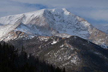 Winter landscape of a peak in the Front Range, Rocky Mountain National Park, Colorado, USA