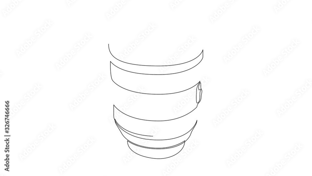 Poster self drawing simple animation of single continuous one line drawing of dslr camera lens. drawing by 