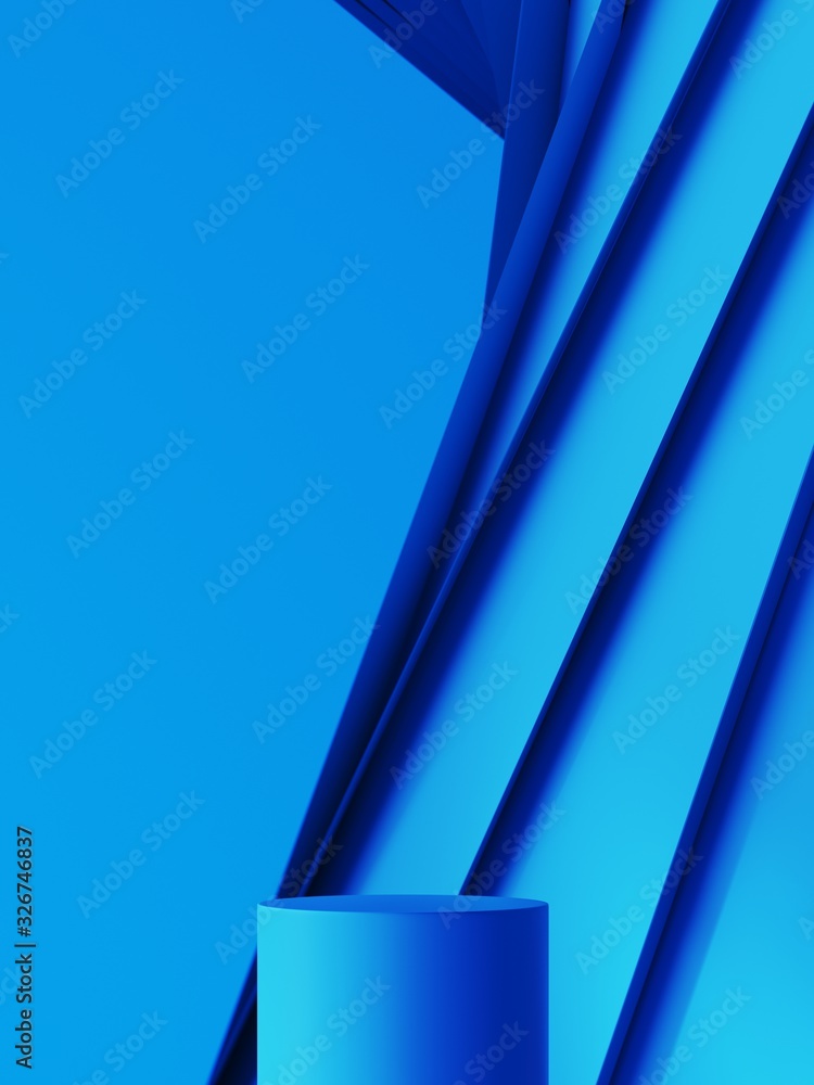 Aufkleber abstract background for branding and minimal presentation. blue podium on folding paper pleated geom