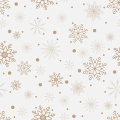 Seamless background of snowflakes. Vector illustration. Golden snowflakes.
