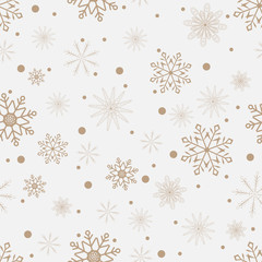 Gordijnen Seamless background of snowflakes. Vector illustration. Golden snowflakes.