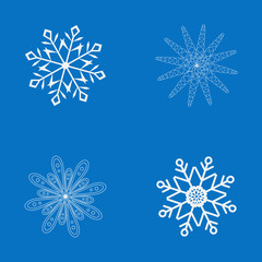 Set of snowflakes. Blue background. Vector illustration. Stock vector.