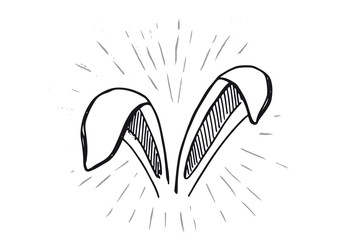 Rabbits's ear. Hand drawn illustration.
