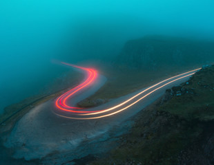 Car lights and hair pin bend © James