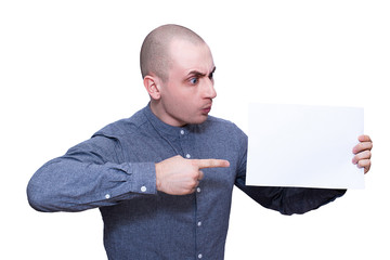 Man holding white paper