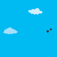 white clouds and birds on blue sky