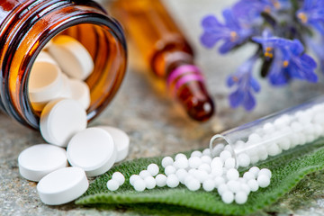 alternative medicine with herbal and homeopathic pills
