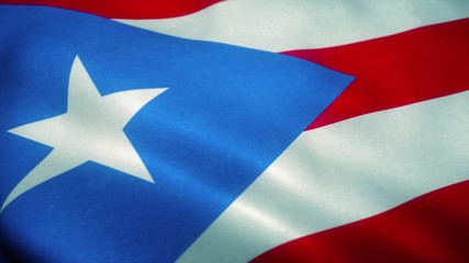 Naklejka premium Puerto Rico flag waving in the wind. National flag of Puerto Rico. Sign of Puerto Rico. 3d illustration