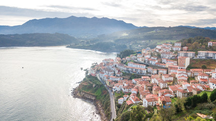 Fototapeta na wymiar aerial view of lastres fishing town in asturias, Spain