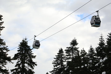 ski lift in mountains