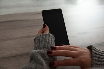 woman hand smart phone