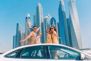 Summer car trip and young family on vacation - 326755423