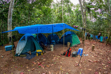 Basecamp oder Zeltplatz /Camp im Regenwald von Südamerika