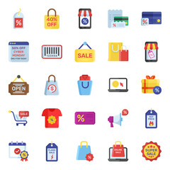  Online Shopping Flat Icons Pack 