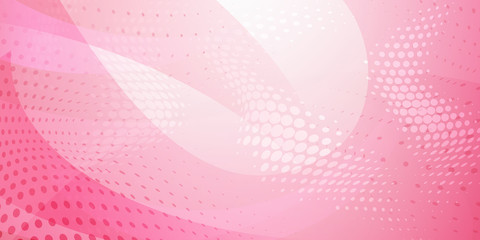 Abstract background made of halftone dots and curved lines in pink colors