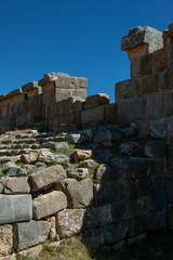 Temple ruins at Huanuco Pampa Site. Inca indian culture Peru. Andes. Huánuco Marka or Huánuco Viejo. Dos de Mayo Province, La Unión District.