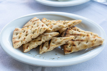 Greek flatbread lagana in Greece.