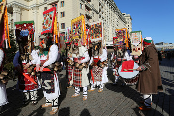 Moscow Maslenitsa Festival, Russia. Traditional national celebration in folk style. Slavic...