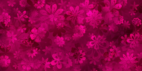 Fototapeta na wymiar Spring background of various flowers in crimson colors