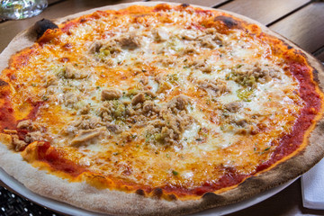 Pizza tonno with tuna fish