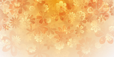 Spring background of various flowers in yellow colors